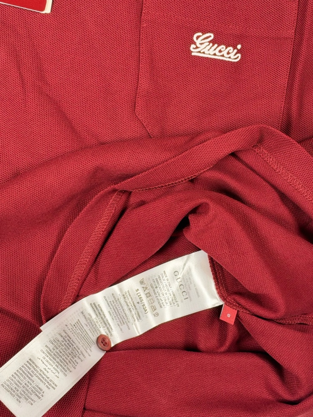 MEN'S GUCCI BURGUNDY POLO SHIRT CHEST POCKET SIZE SMALL REGULAR FIT LIKE NEW - Picture 8 of 8